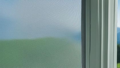 Fliegengitter im Fensterrahmen eines geöffneten Fensters
